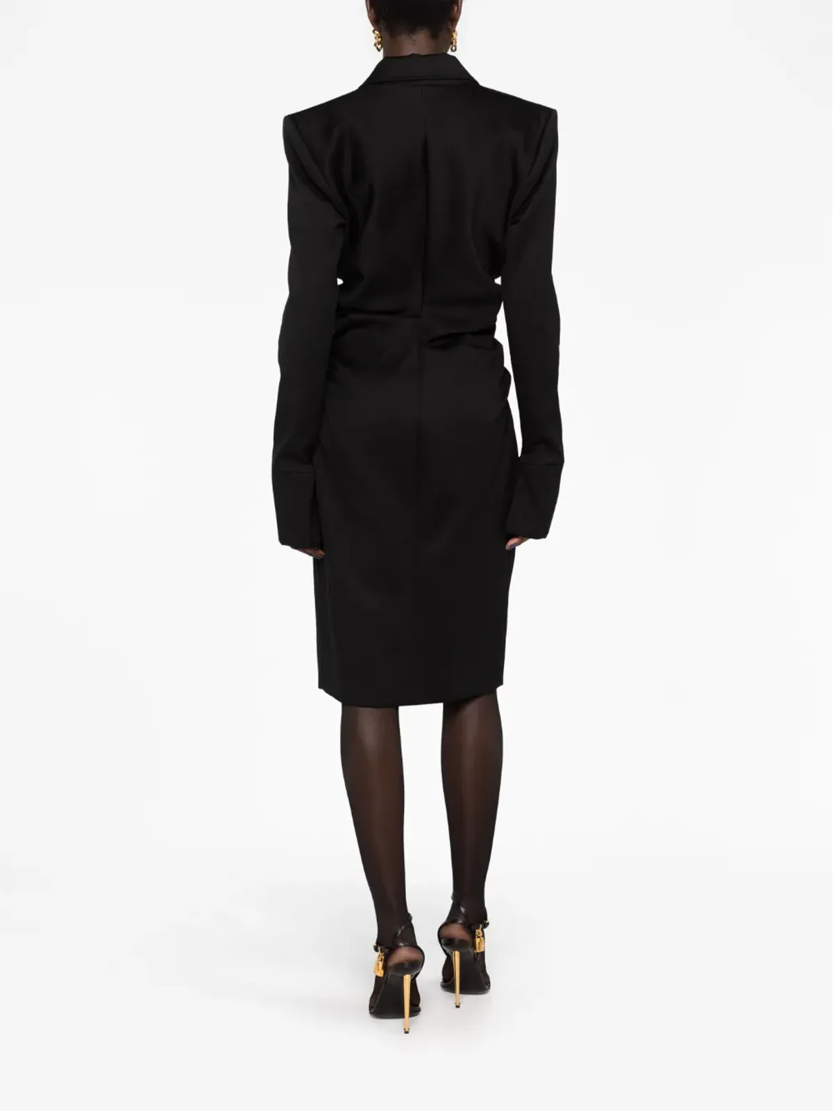 TOM FORD リュシュ テーラード ミディドレス ブラック - 画像4