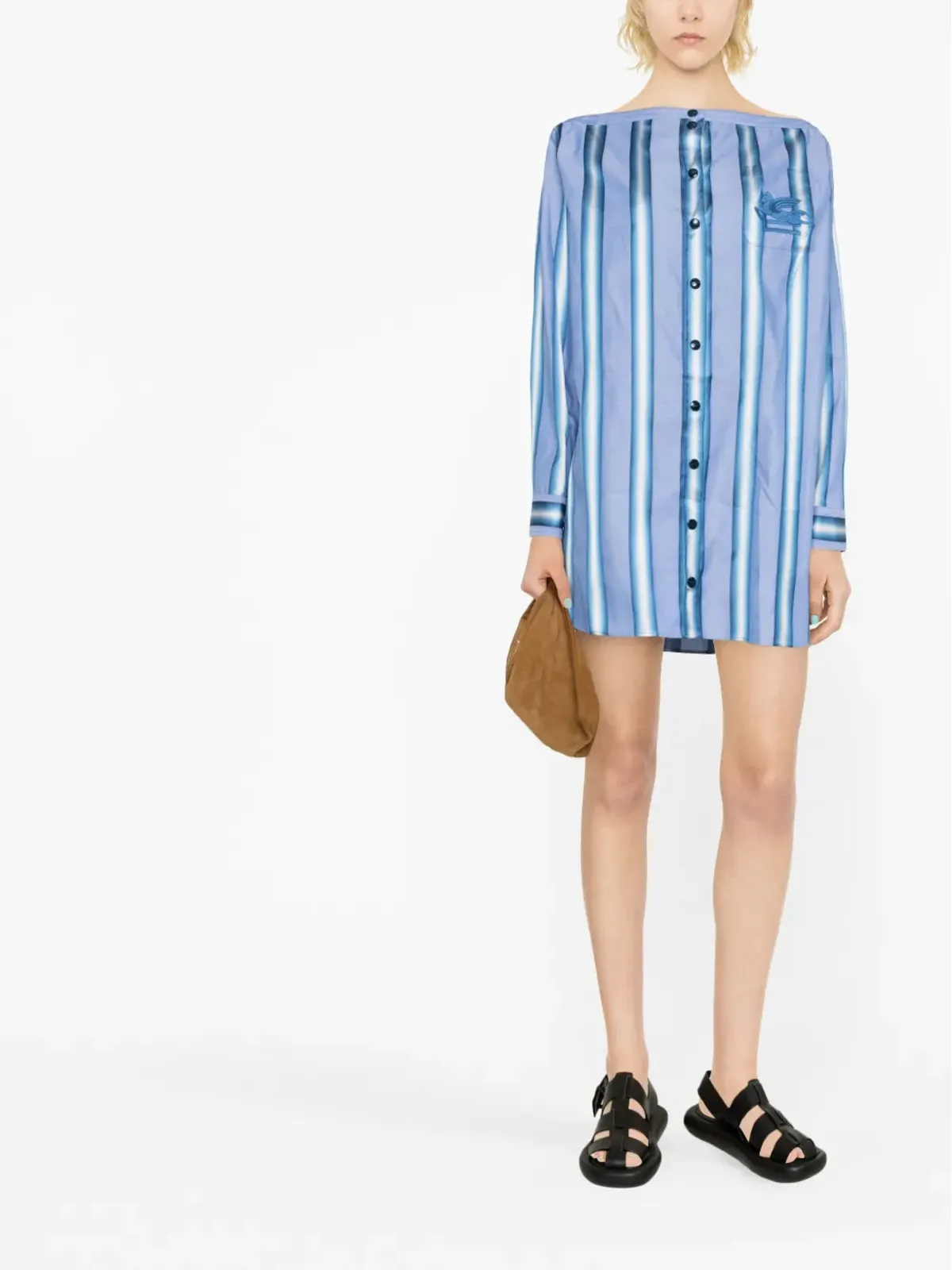 ETRO 縦ストライプ ロングスリーブ シャツドレス - 画像3