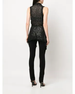 A.N.G.E.L.O. Vintage Cult 2010s スパンコール装飾 ノースリーブジャケット - Black - サムネイル4