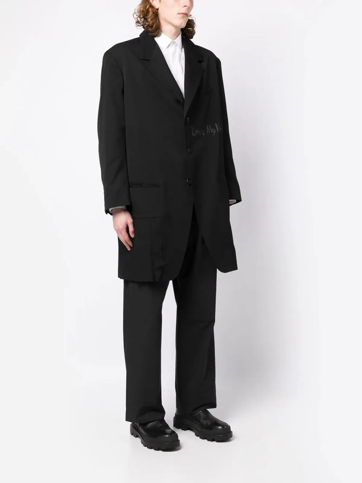 Yohji Yamamoto ノッチドラペル ウールコート - 画像3