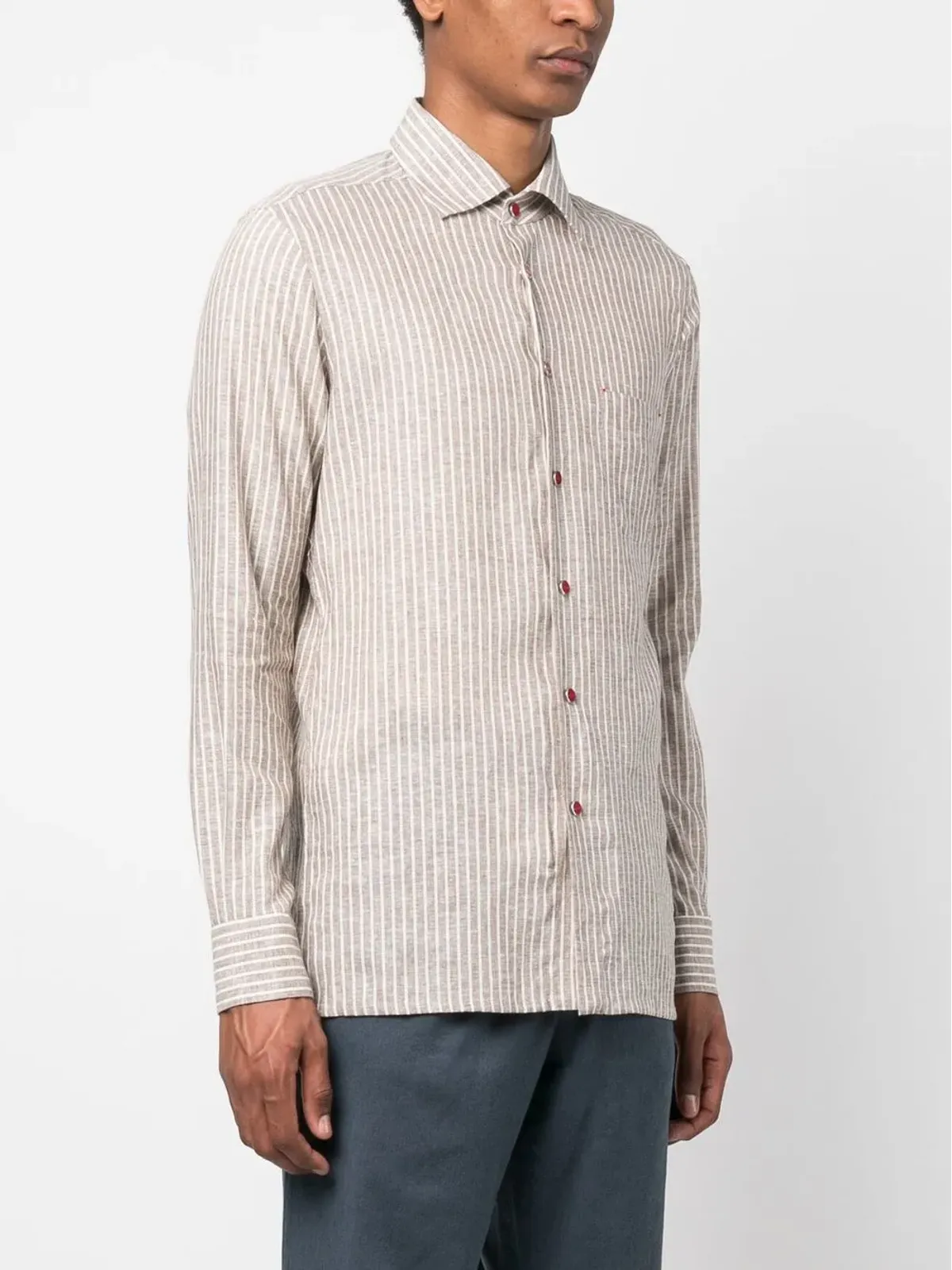 Kiton 長袖ストライプシャツ - 画像3