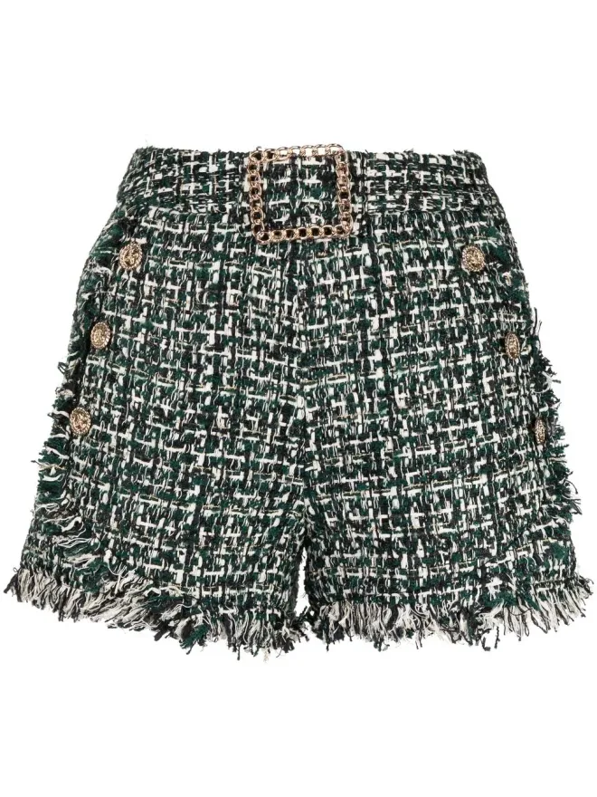 Edward Achour Paris Edward Achour Paris ラフカットツイードショーツ グリーンの商品画像