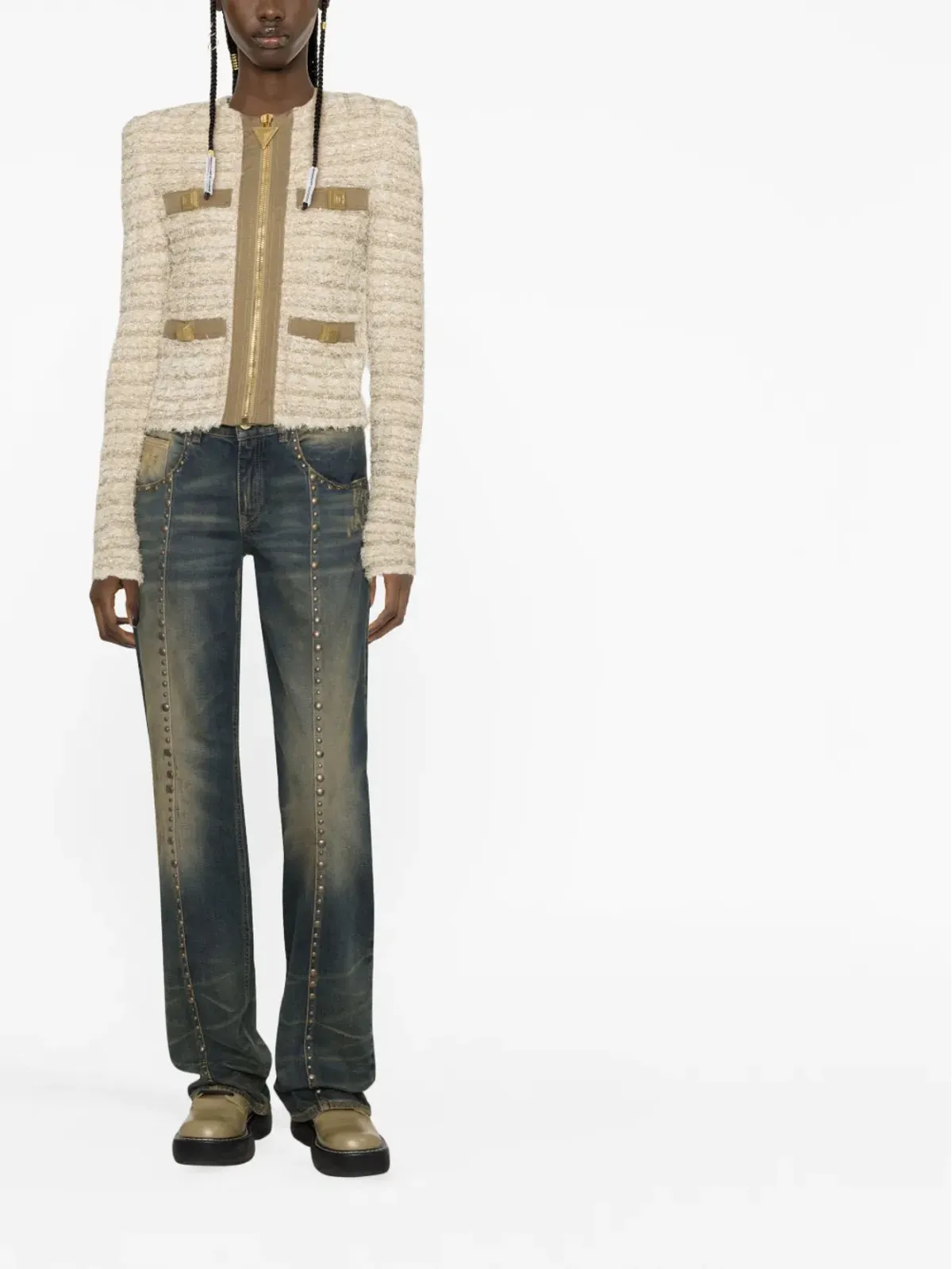 Balmain ボタン付きブークレジャケット グリーン - 画像3