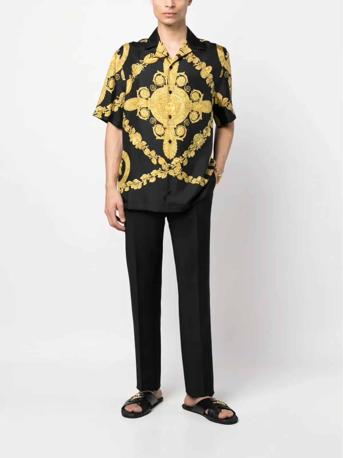 Versace ストレートレッグ ウールパンツ ブラック - 画像2
