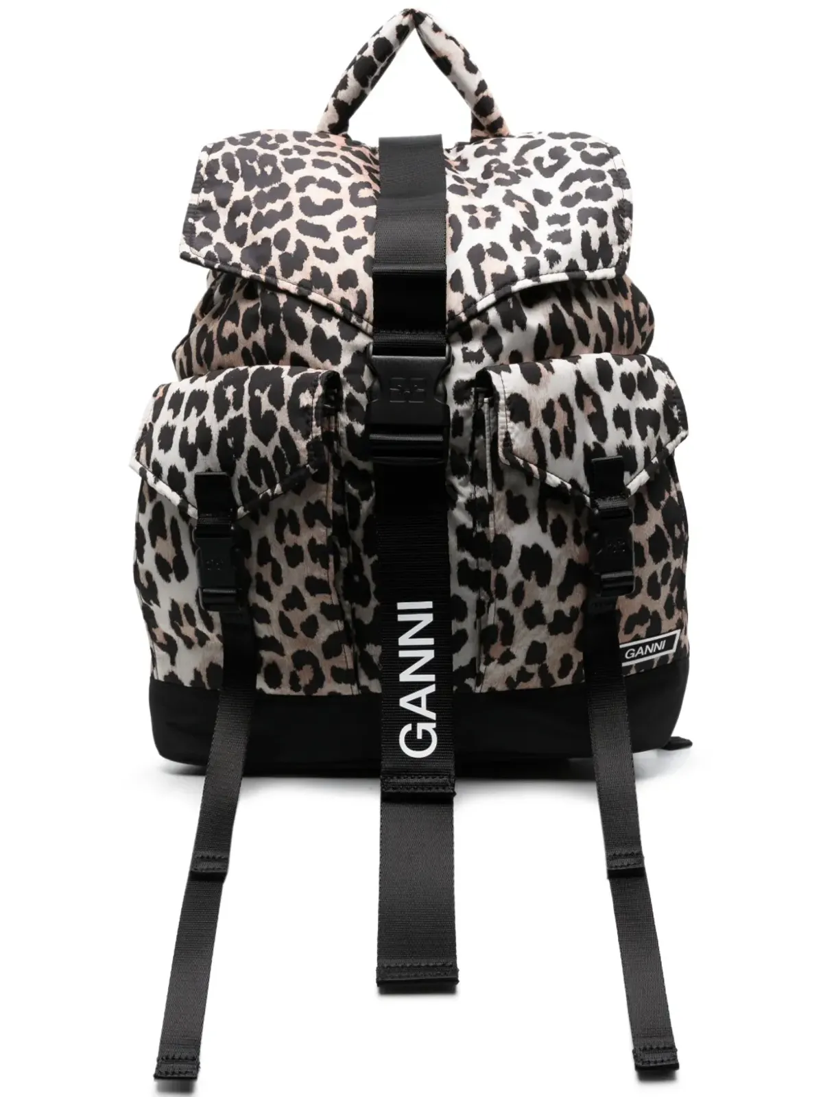 GANNI ヒョウ柄バックパック（バックル付き） - 画像1