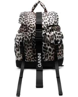GANNI ヒョウ柄バックパック（バックル付き） - サムネイル1