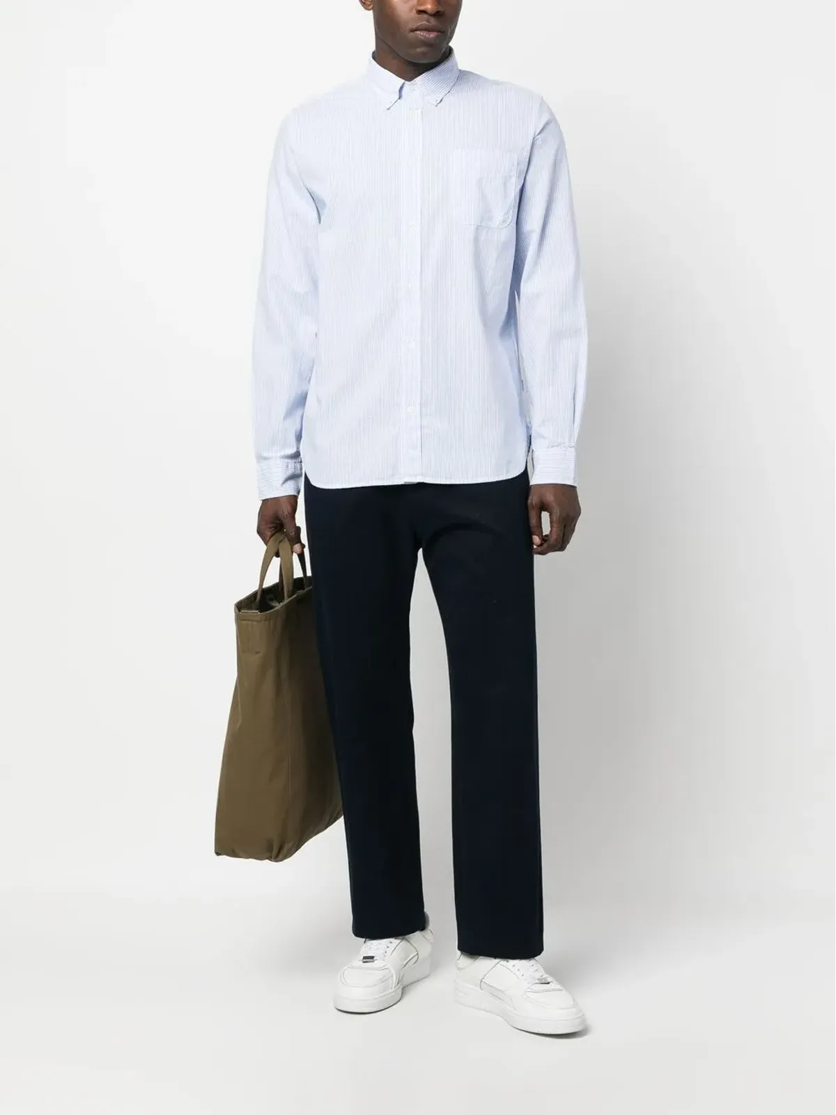 Woolrich ストライプ長袖シャツ（ブルー） - 画像2