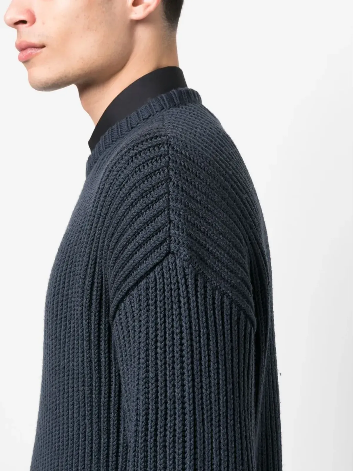 Giorgio Armani ざっくり編みニットセーター（ネイビー） - 画像5