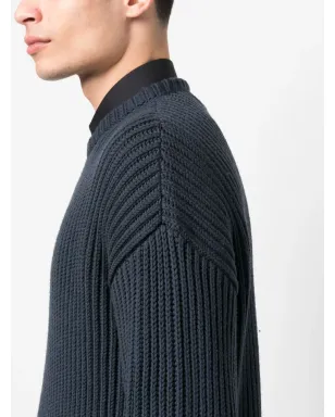 Giorgio Armani ざっくり編みニットセーター（ネイビー） - サムネイル5