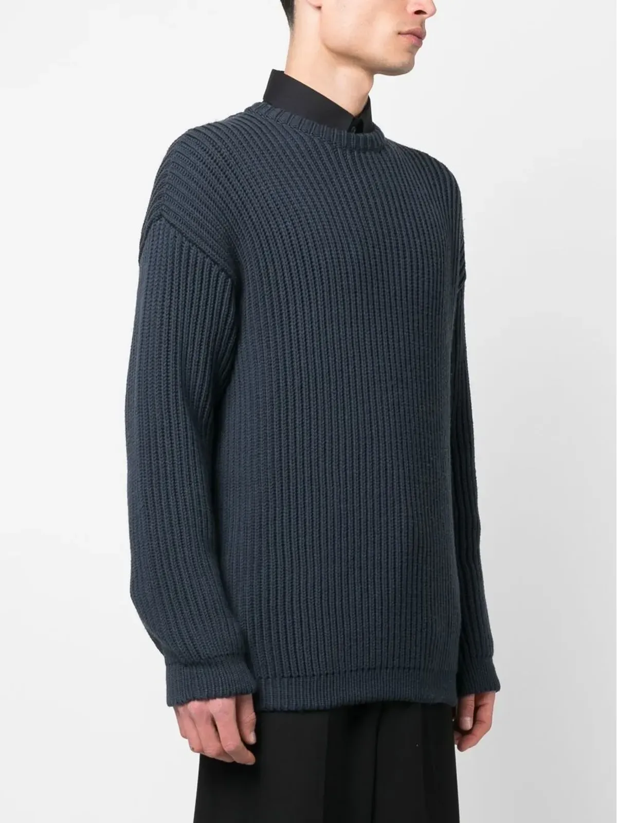 Giorgio Armani ざっくり編みニットセーター（ネイビー） - 画像3