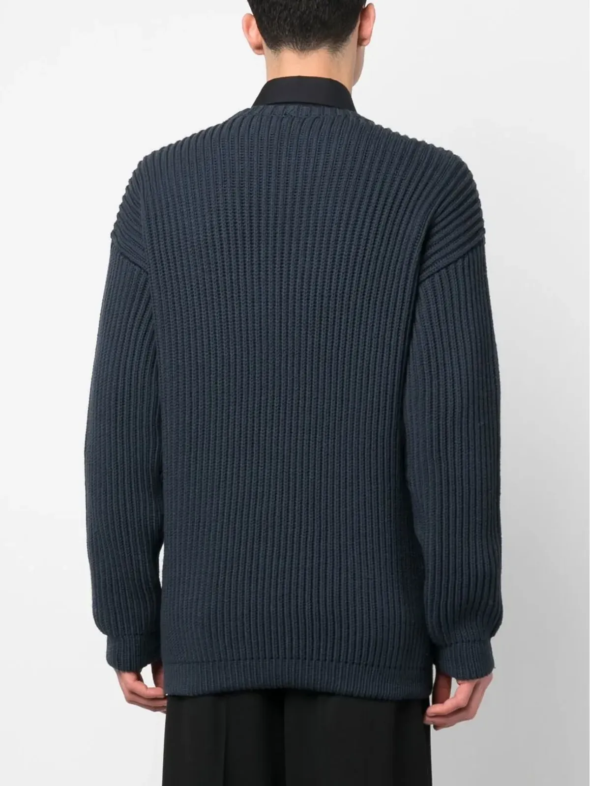Giorgio Armani ざっくり編みニットセーター（ネイビー） - 画像4