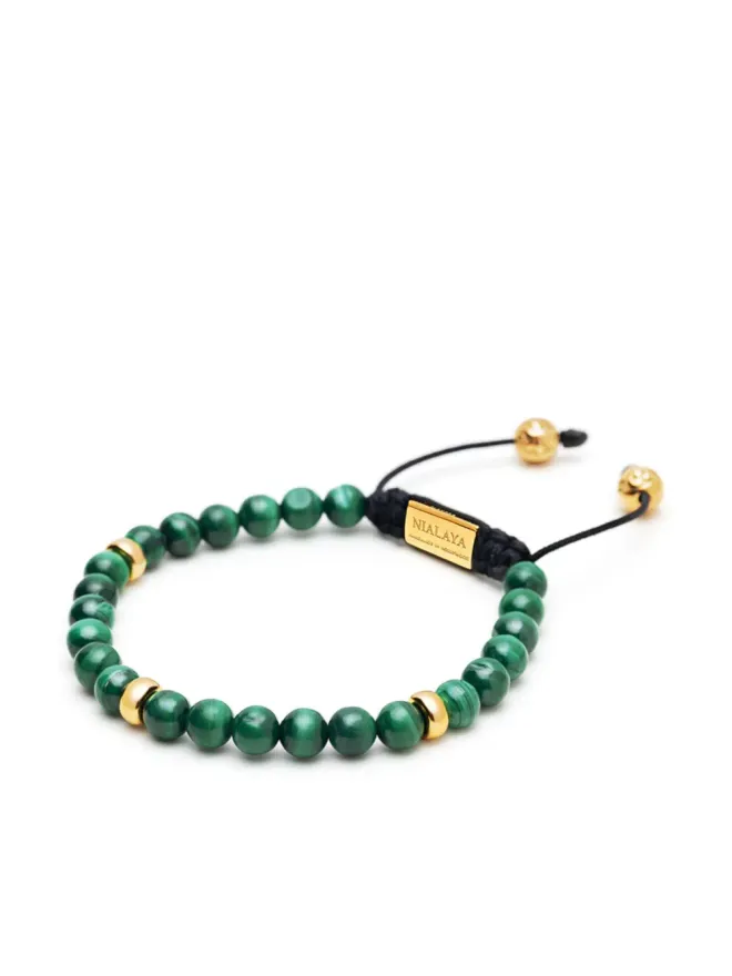 Nialaya Jewelry Nialaya Jewelry ゴールドプレート マラカイト ビーズ ブレスレット - グリーンの商品画像