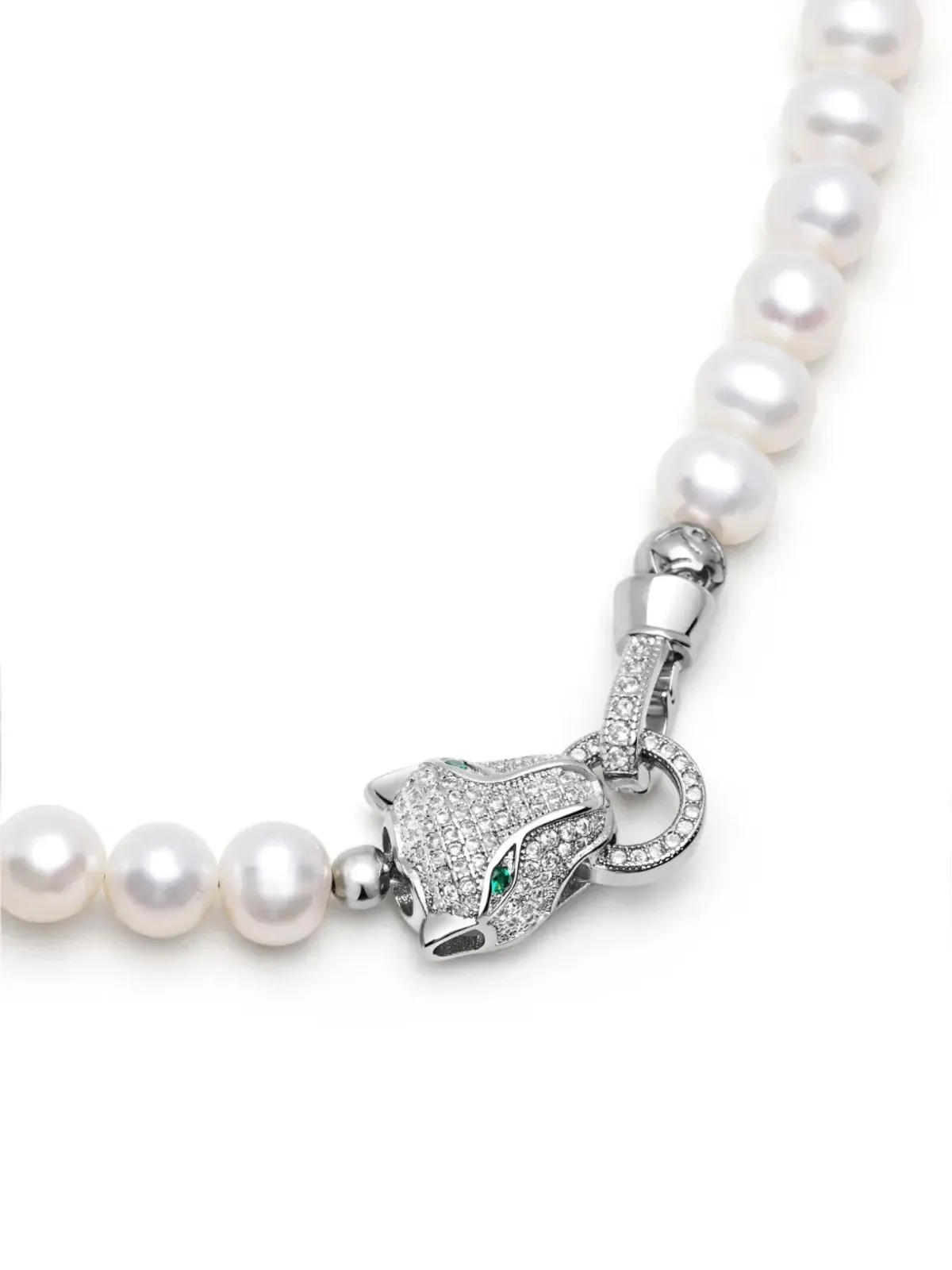 Nialaya Jewelry パンサー ヘッド ロック パール ネックレス - 画像2