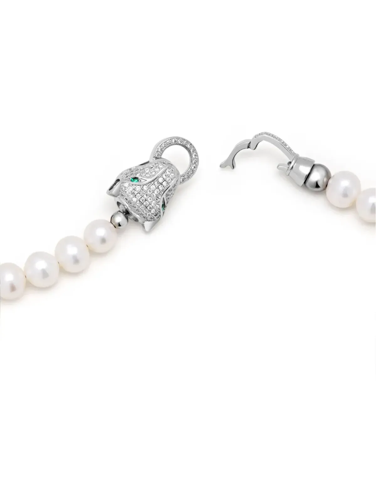 Nialaya Jewelry パンサー ヘッド ロック パール ネックレス - 画像3