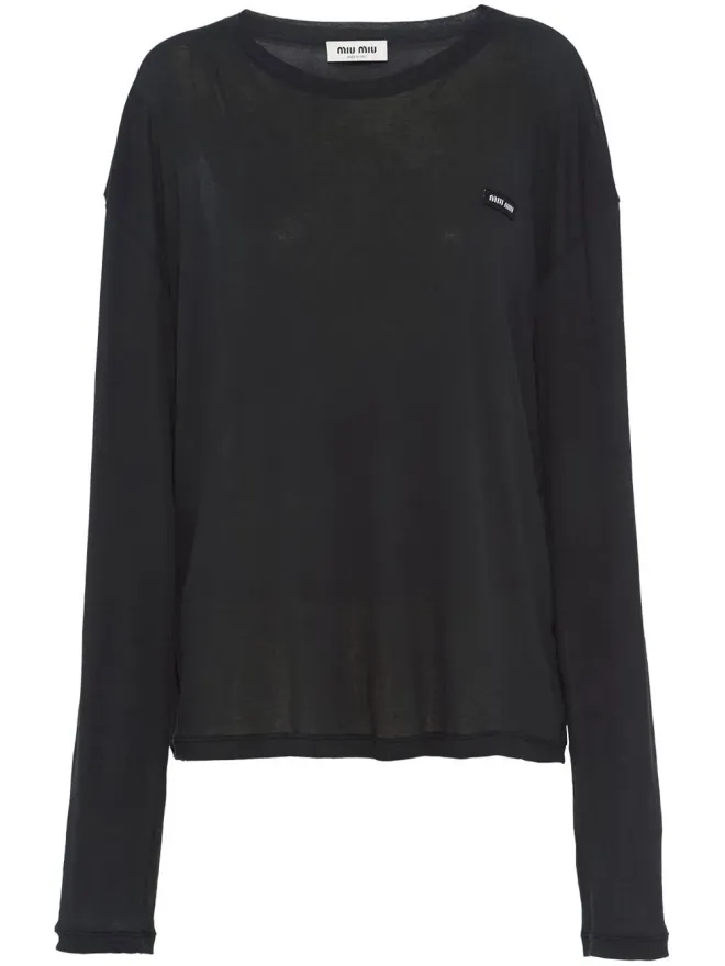 Miu Miu Miu Miu ロゴパッチ長袖Tシャツの商品画像
