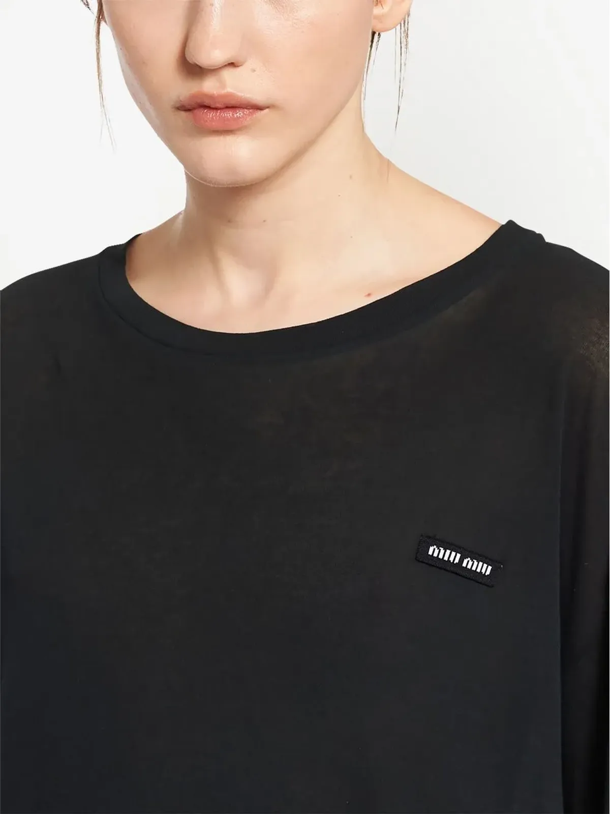 Miu Miu ロゴパッチ長袖Tシャツ - 画像5