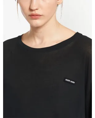 Miu Miu ロゴパッチ長袖Tシャツ - サムネイル5