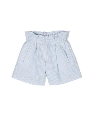 Brunello Cucinelli Kids ストライプ柄コットンショーツ - ブルー - サムネイル1