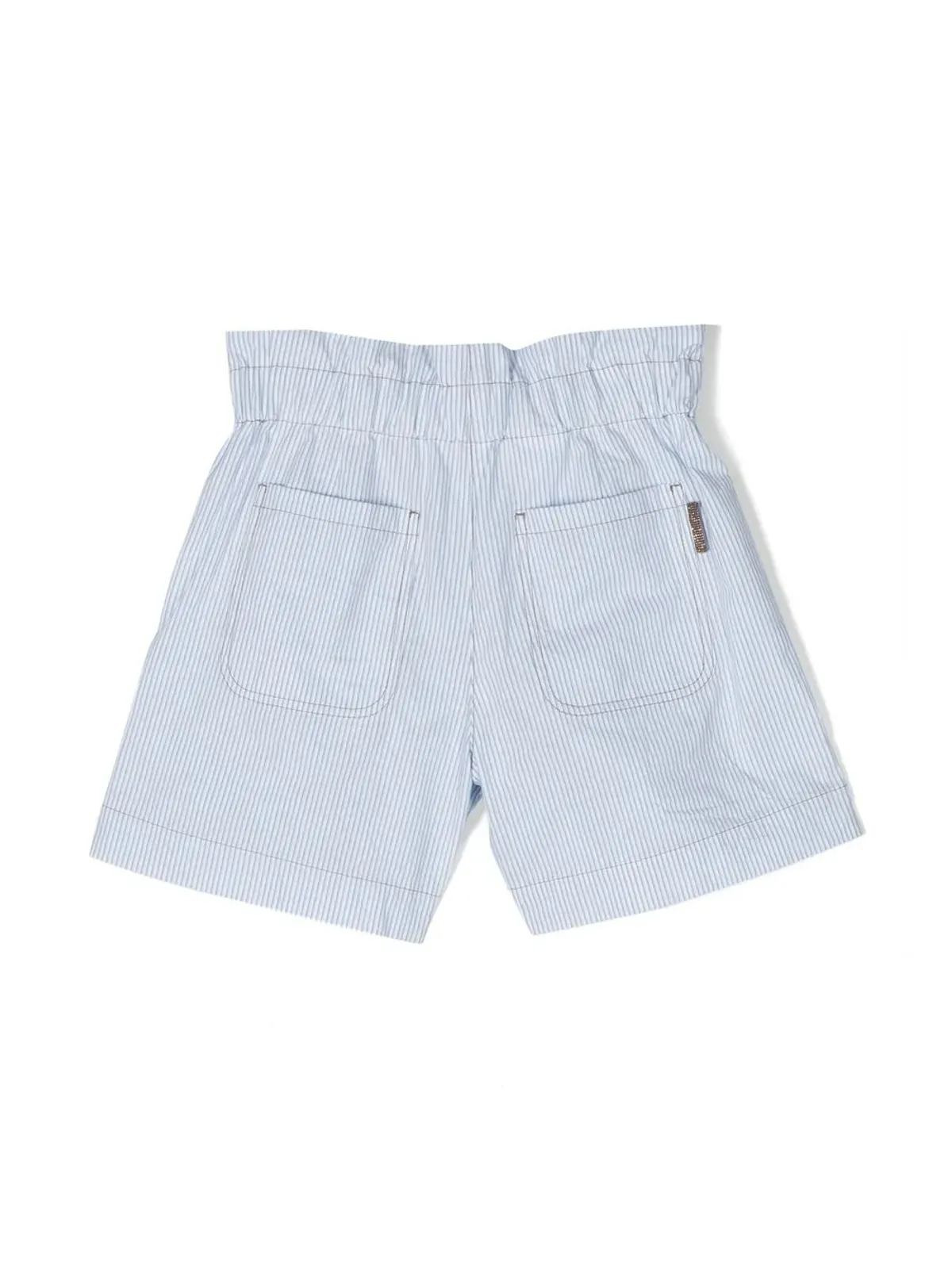 Brunello Cucinelli Kids ストライプ柄コットンショーツ - ブルー - 画像2