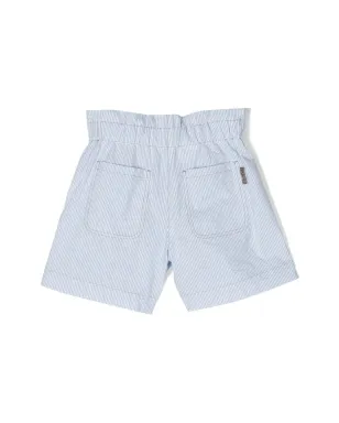 Brunello Cucinelli Kids ストライプ柄コットンショーツ - ブルー - サムネイル2