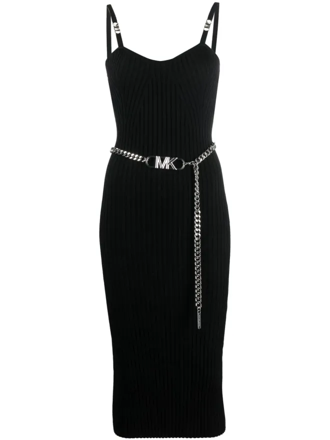 Michael Michael Kors Michael Michael Kors ロゴベルト付きリブニットドレスの商品画像