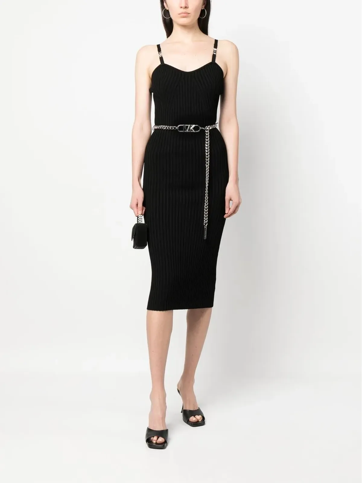 Michael Michael Kors ロゴベルト付きリブニットドレス - 画像2