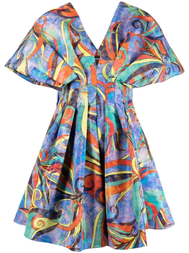 Rochas Rochas プリーツ グラフィックプリント ミニドレスの商品画像