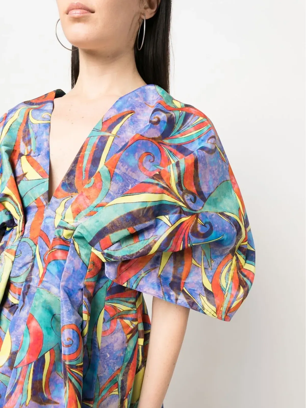 Rochas プリーツ グラフィックプリント ミニドレス - 画像5
