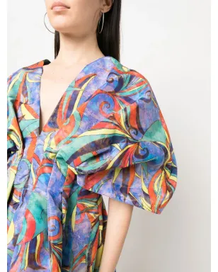 Rochas プリーツ グラフィックプリント ミニドレス - サムネイル5
