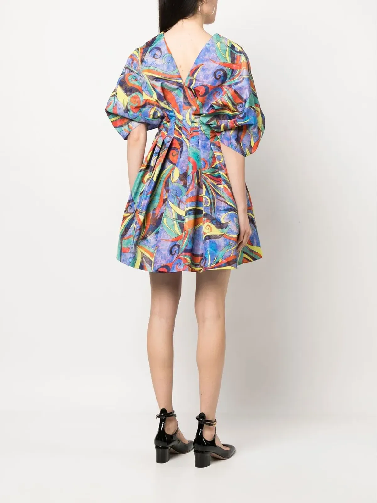 Rochas プリーツ グラフィックプリント ミニドレス - 画像4
