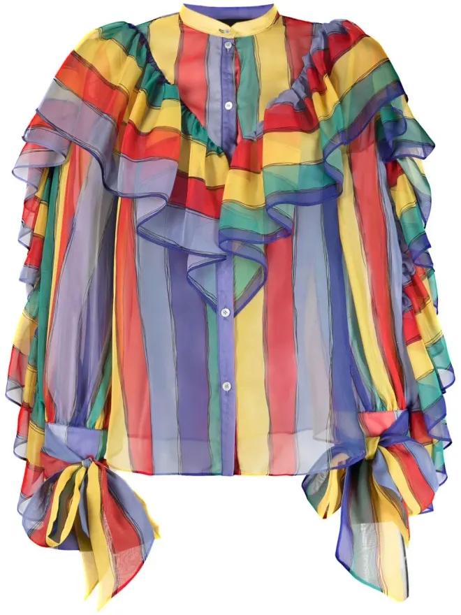 Rochas Rochas ストライプ柄フリルブラウスの商品画像