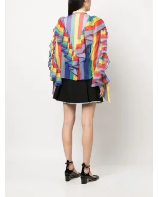 Rochas ストライプ柄フリルブラウス - サムネイル4