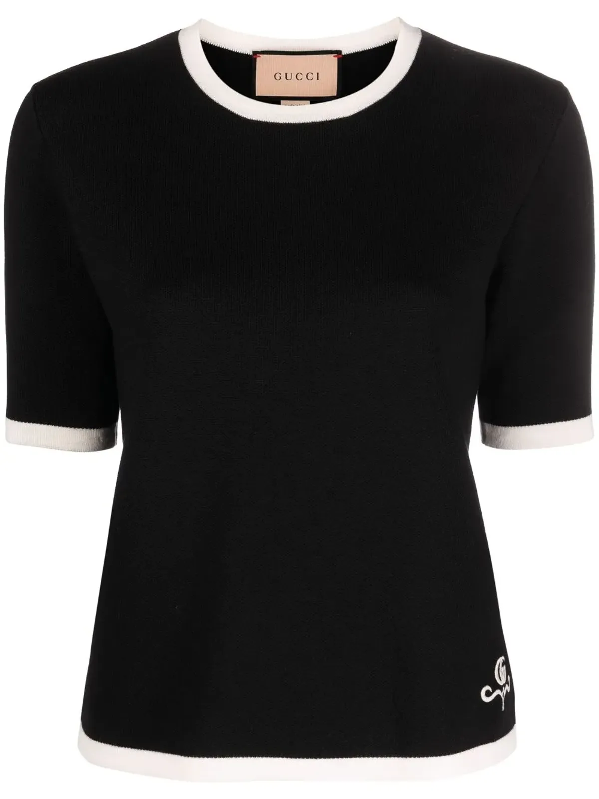 Gucci コントラストトリム ウール Tシャツ - 画像1