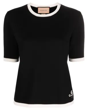 Gucci コントラストトリム ウール Tシャツ - サムネイル1