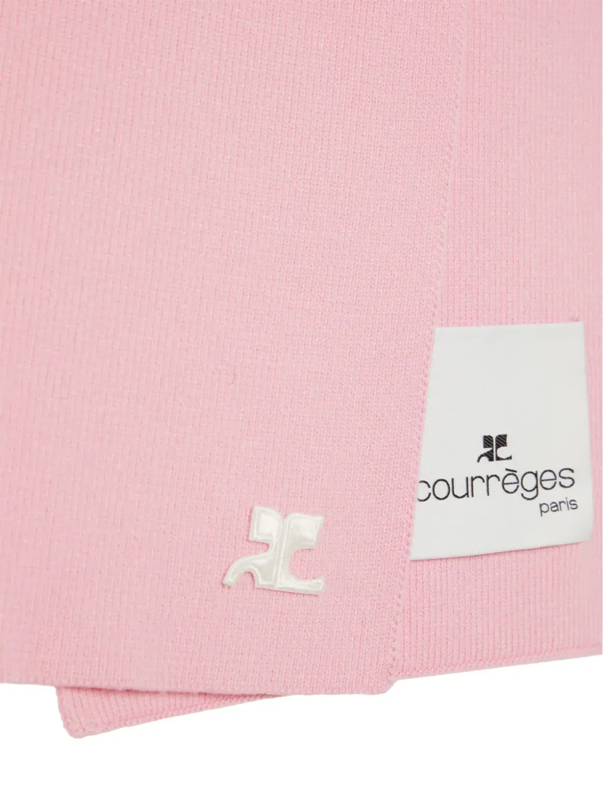 Courrèges ロゴ刺繍入りニットスカーフ - ピンク - 画像4