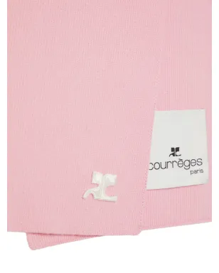 Courrèges ロゴ刺繍入りニットスカーフ - ピンク - サムネイル4