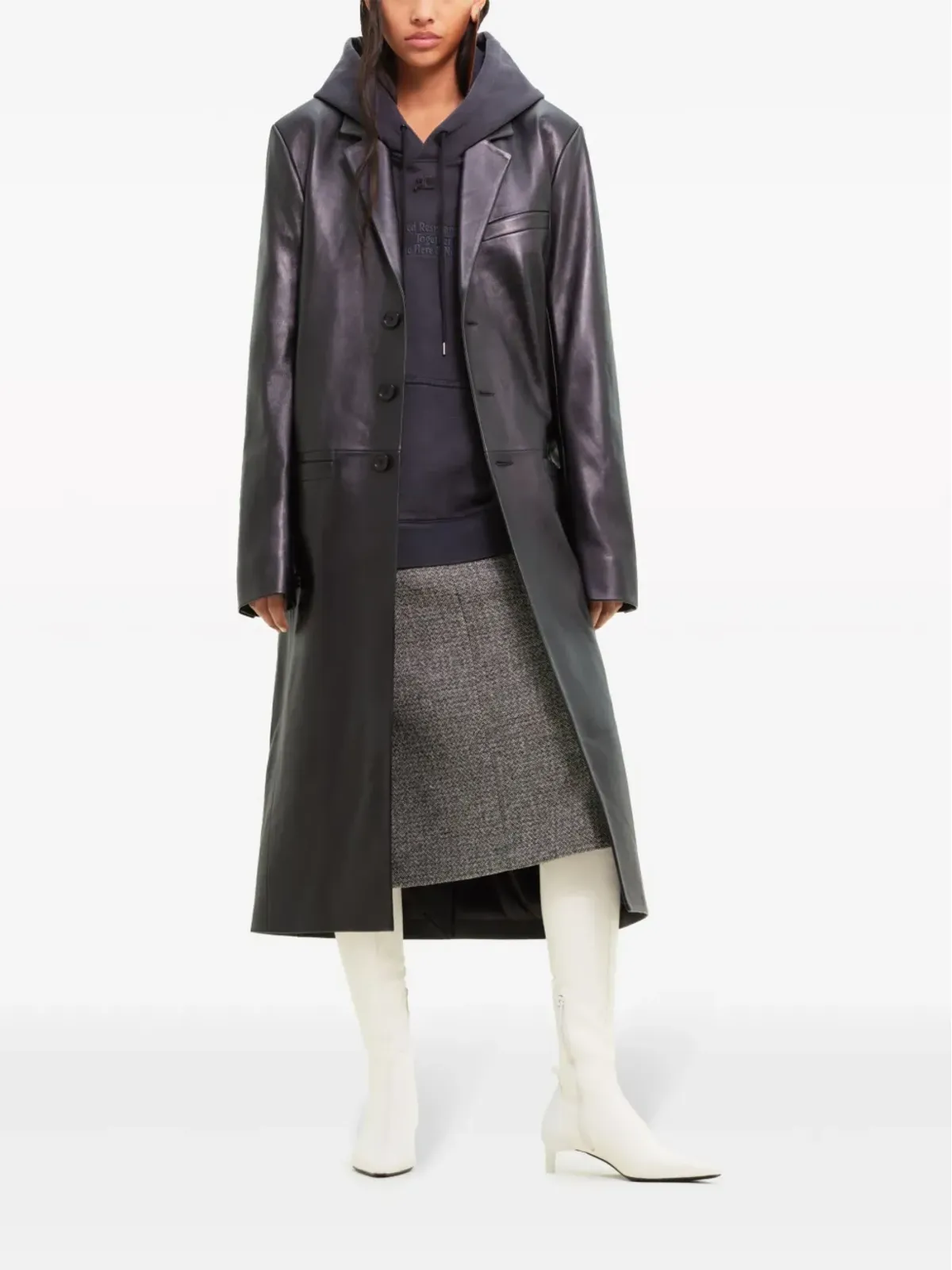 Courrèges ジップスリーブレザー テーラードコート - 画像2
