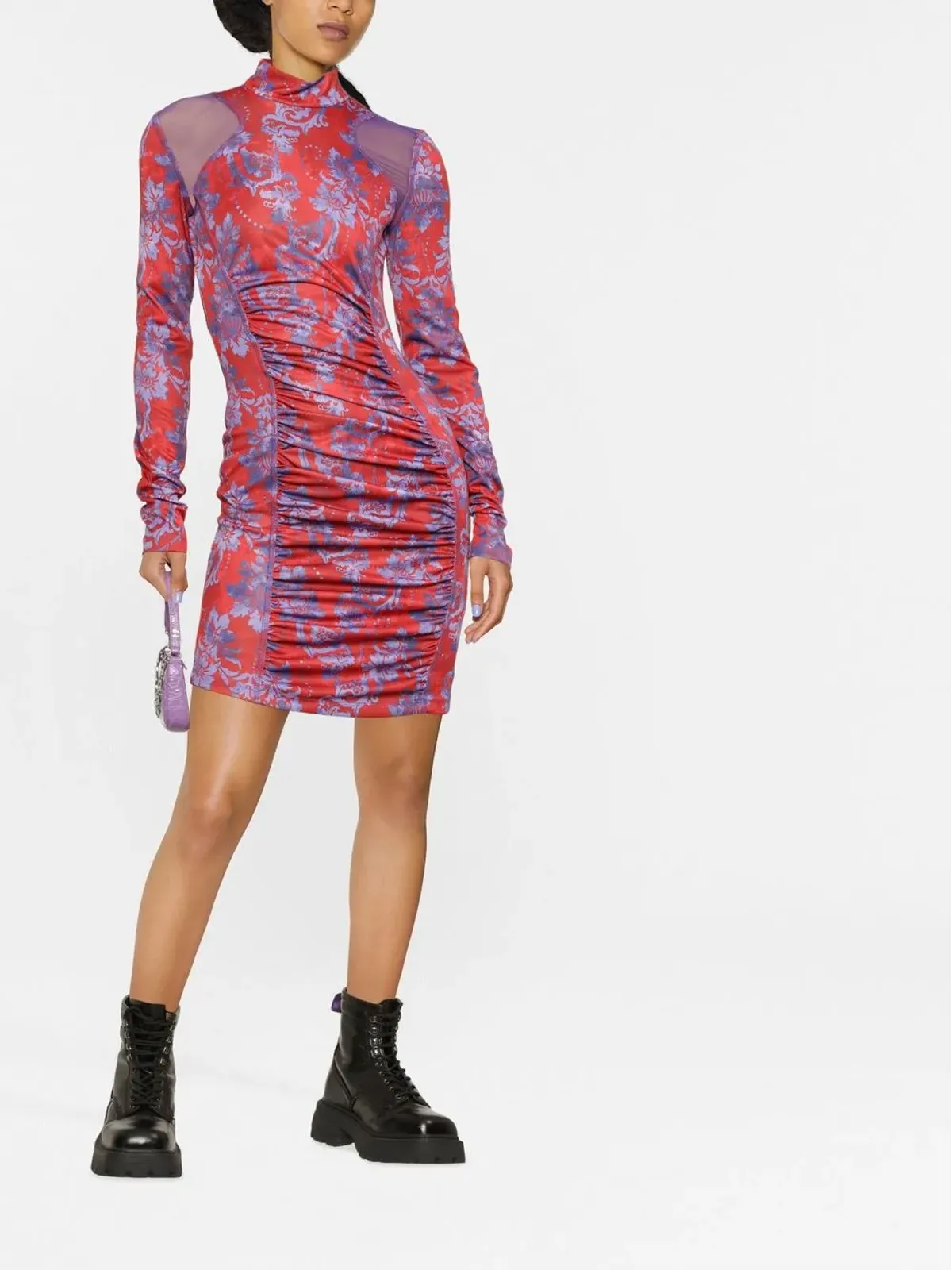 Versace Jeans Couture ペイズリープリント ギャザー ミニドレス - 画像2