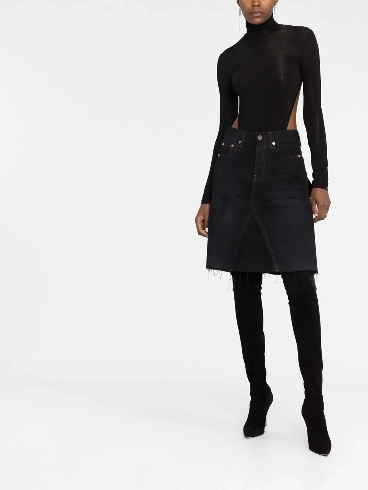 Balenciaga リップディテール Aラインデニムスカート - 画像2