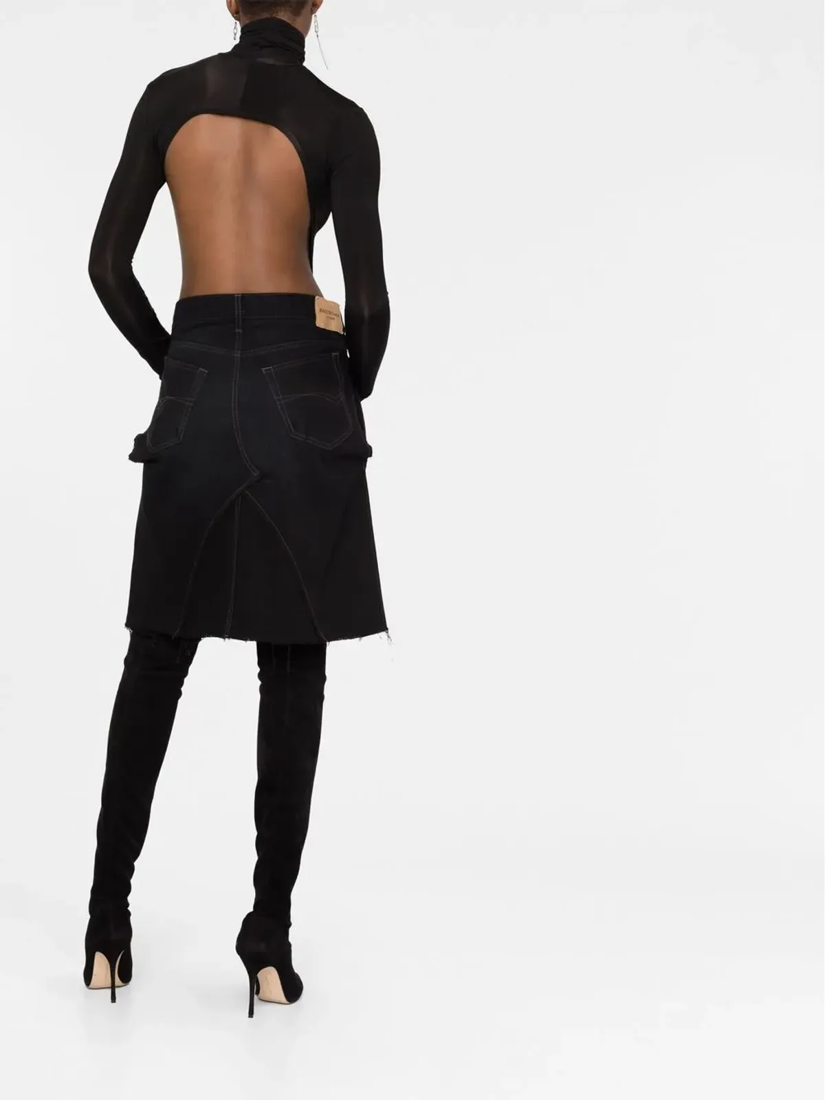 Balenciaga リップディテール Aラインデニムスカート - 画像4