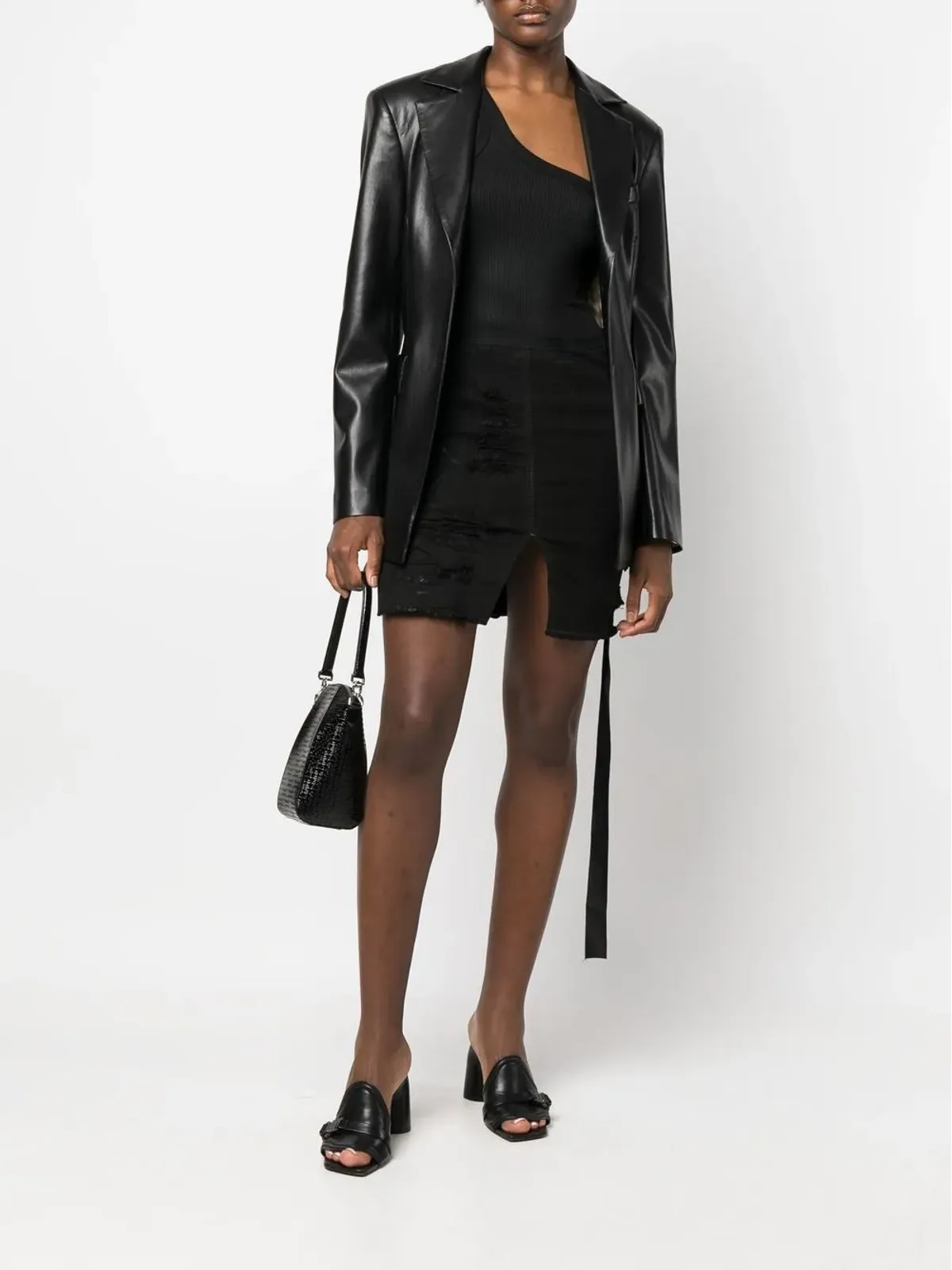 Rick Owens DRKSHDW ダメージデニム ミニスカート - 画像2
