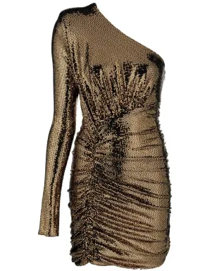Alexandre Vauthier スパンコール装飾ギャザー入りドレス - ゴールド - サムネイル1
