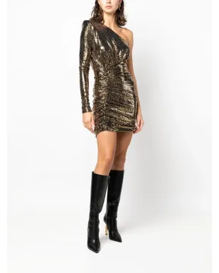 Alexandre Vauthier スパンコール装飾ギャザー入りドレス - ゴールド - サムネイル2