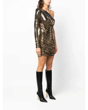 Alexandre Vauthier スパンコール装飾ギャザー入りドレス - ゴールド - サムネイル3