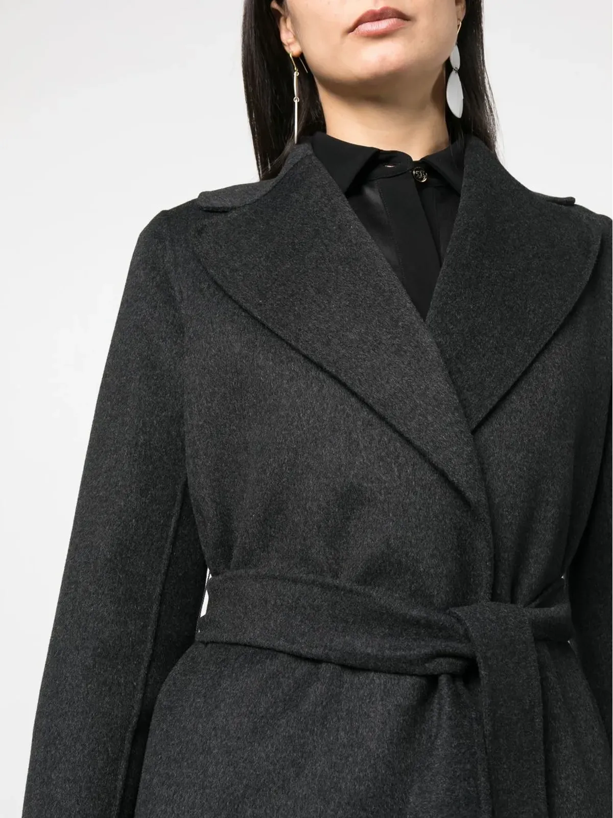 S Max Mara ベルト付きヴァージンウールコート - 画像5