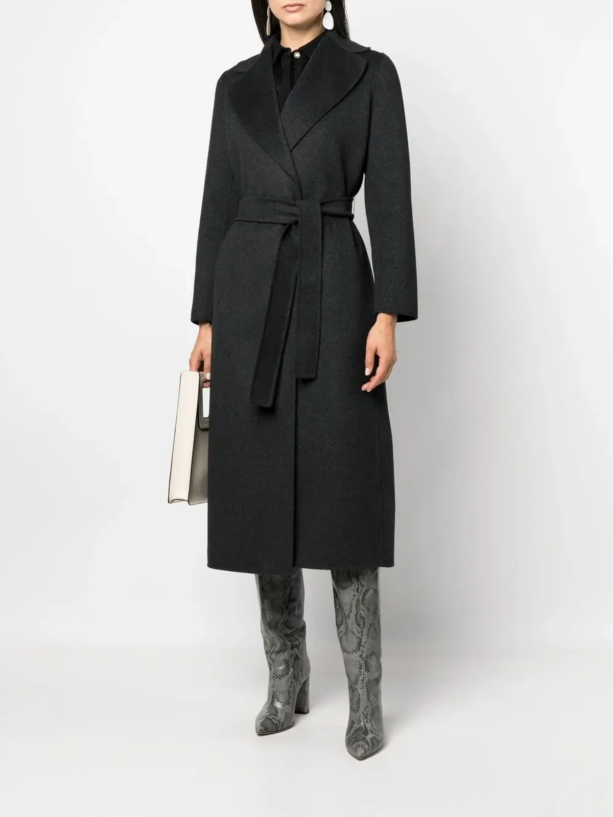 S Max Mara ベルト付きヴァージンウールコート - 画像2