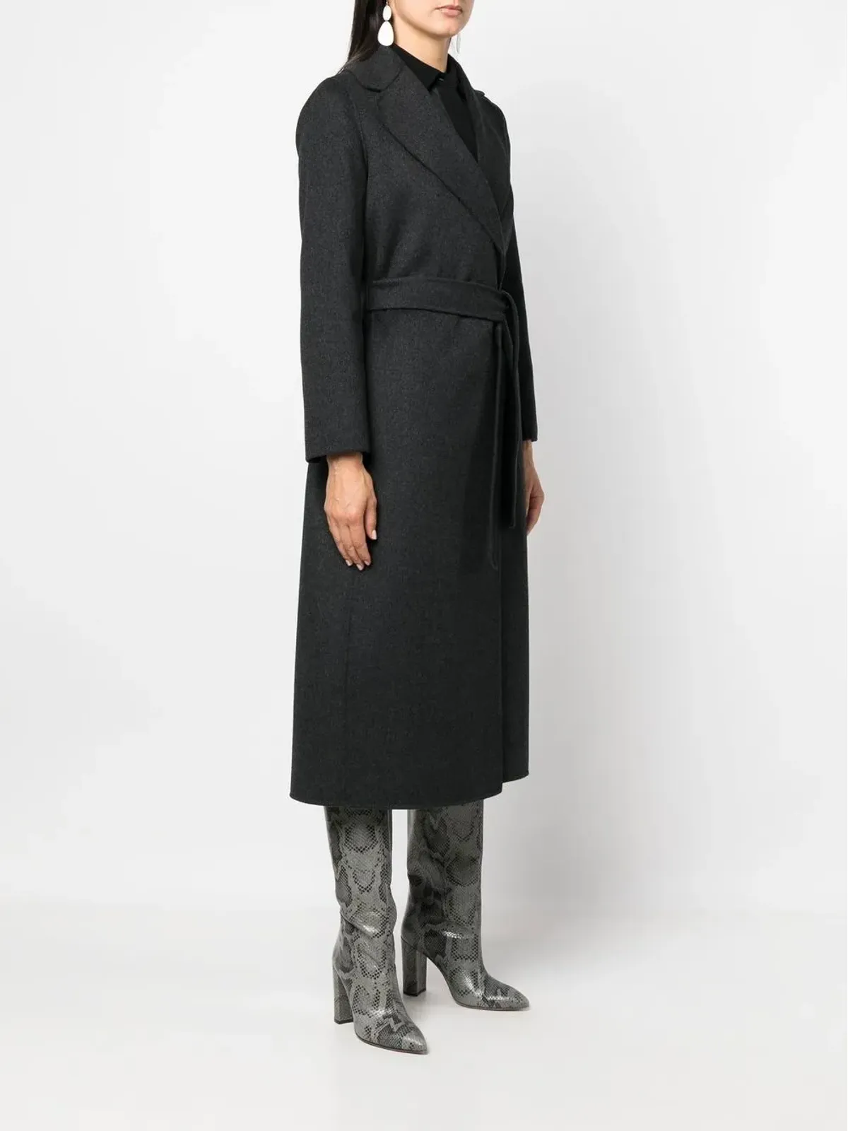 S Max Mara ベルト付きヴァージンウールコート - 画像3