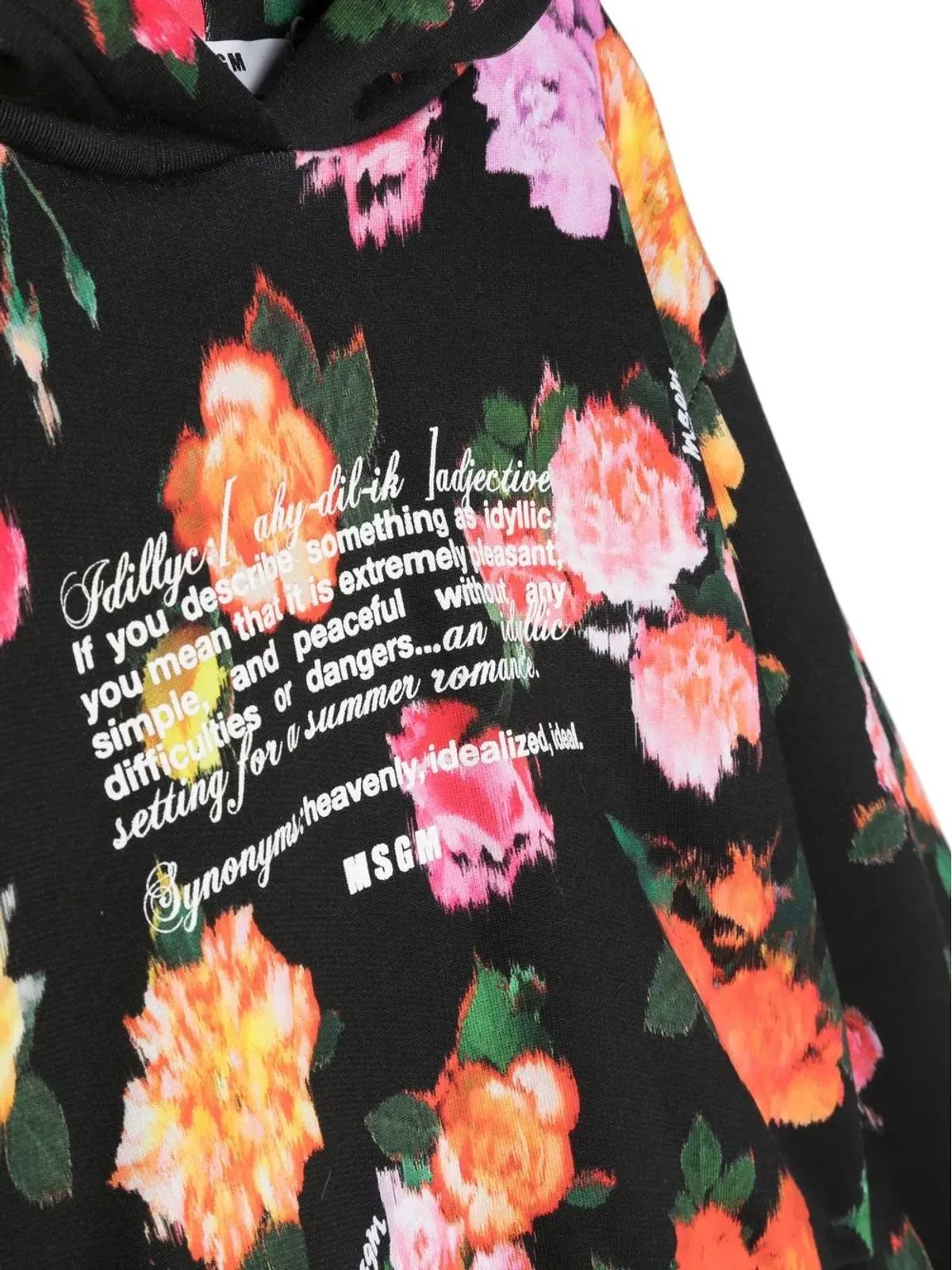 MSGM Kids フローラルプリントフーディー - ブラック - 画像3