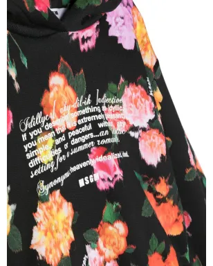 MSGM Kids フローラルプリントフーディー - ブラック - サムネイル3
