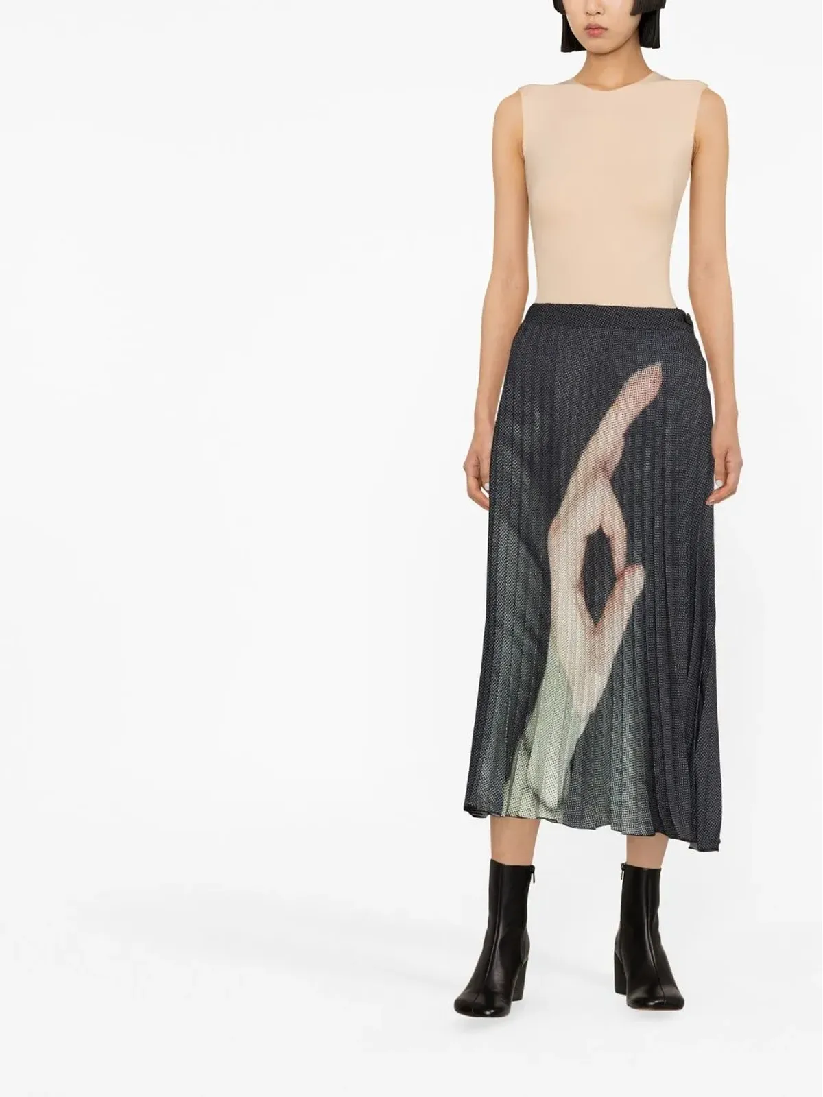 MM6 Maison Margiela ハイウェストプリーツスカート - 画像2